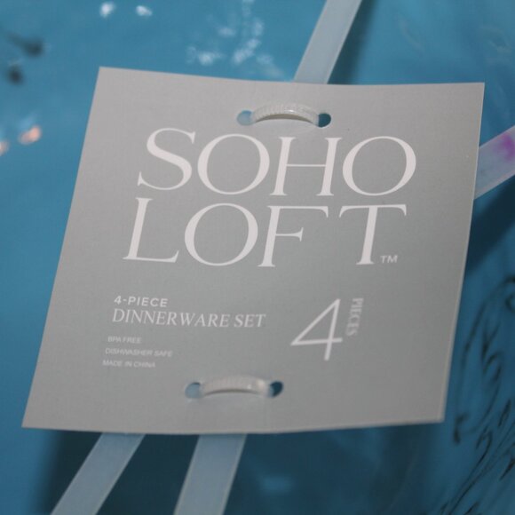 Soho Loft Blue Rustic Farmhouse Set of 4 Melamine 7.5" Cereal Bowls Brown NWT - Picture 3 of 5